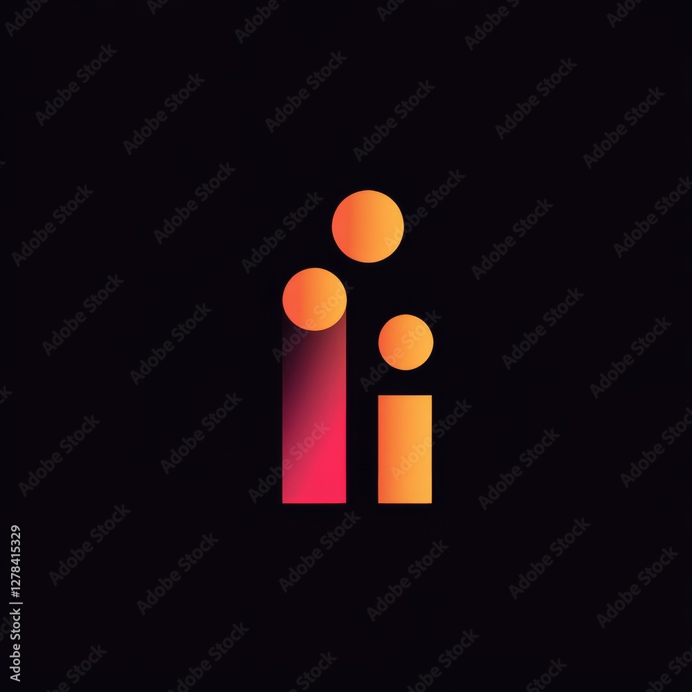 Poster Abstract Composition of Geometric Shapes with Warm Color Gradients on Dark Background Creating a Modern Visual Appeal