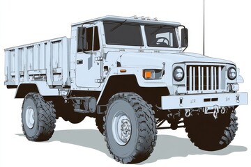Obraz premium Classic Off-Road Truck Illustration with Rugged Design Features