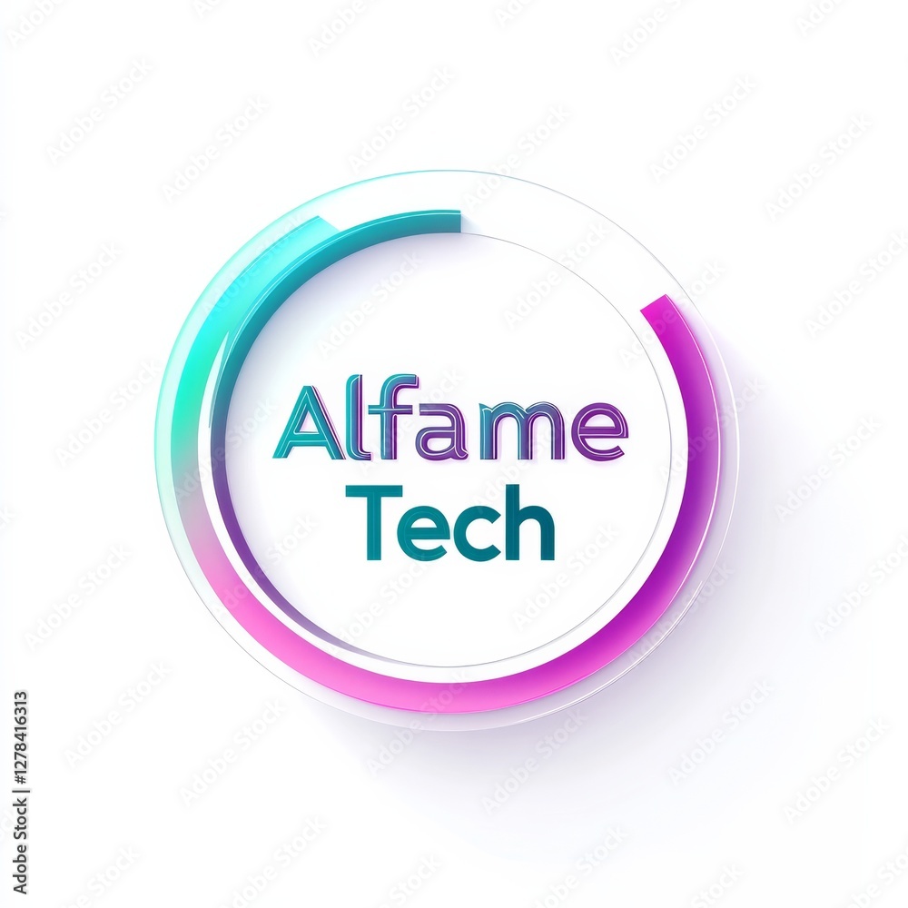 Poster Alfame Tech Circular Logo: A Modern and Innovative Design with Gradient Colors and Clean White Background for Tech Industry Branding