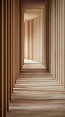 Obraz premium Elegant Wooden Corridor Design - A Minimalist Architectural Masterpiece