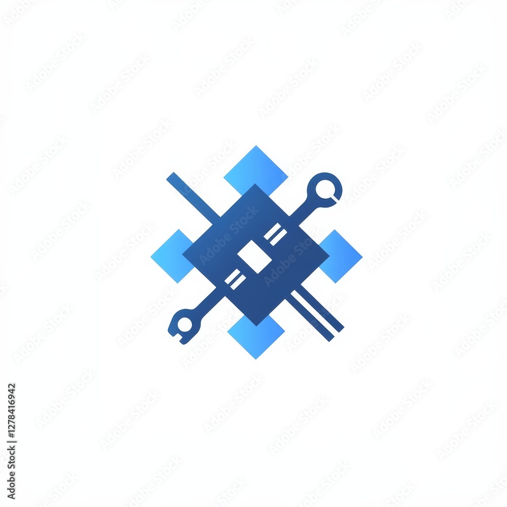 Leinwandbilder cybernetics icon design with geometric shapes and hardware tools, engineering, and robotics symbol