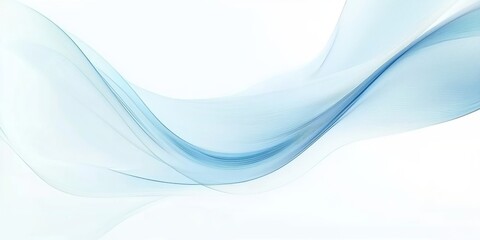 Fototapeta premium Abstract blue wave on a white background, with soft, light lines, an elegant and minimalistic design for a presentation or social media banner template with a copy space area.