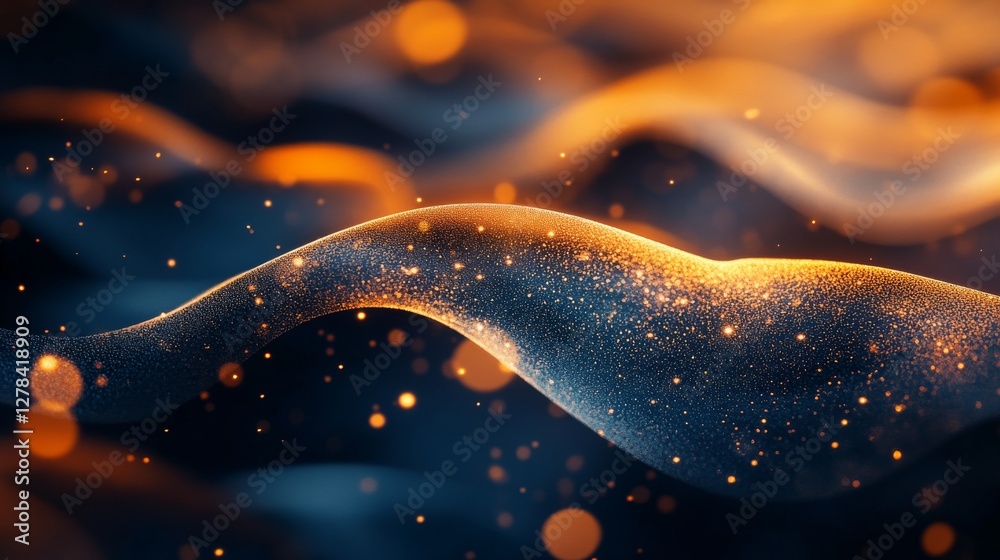 Poster Golden Flow: An Abstract Visualization of Energy and Sparkle in a Fluid, Dynamic Motion.