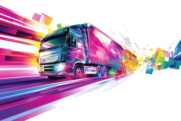 Vibrant Truck Motion Blur Abstract Art for Transportation Concept