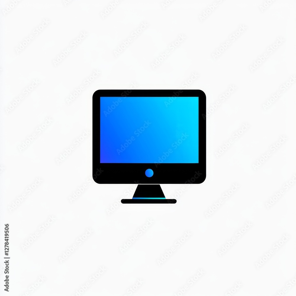 Leinwandbilder minimalist computer monitor with blue screen on a white background for business and technology desig
