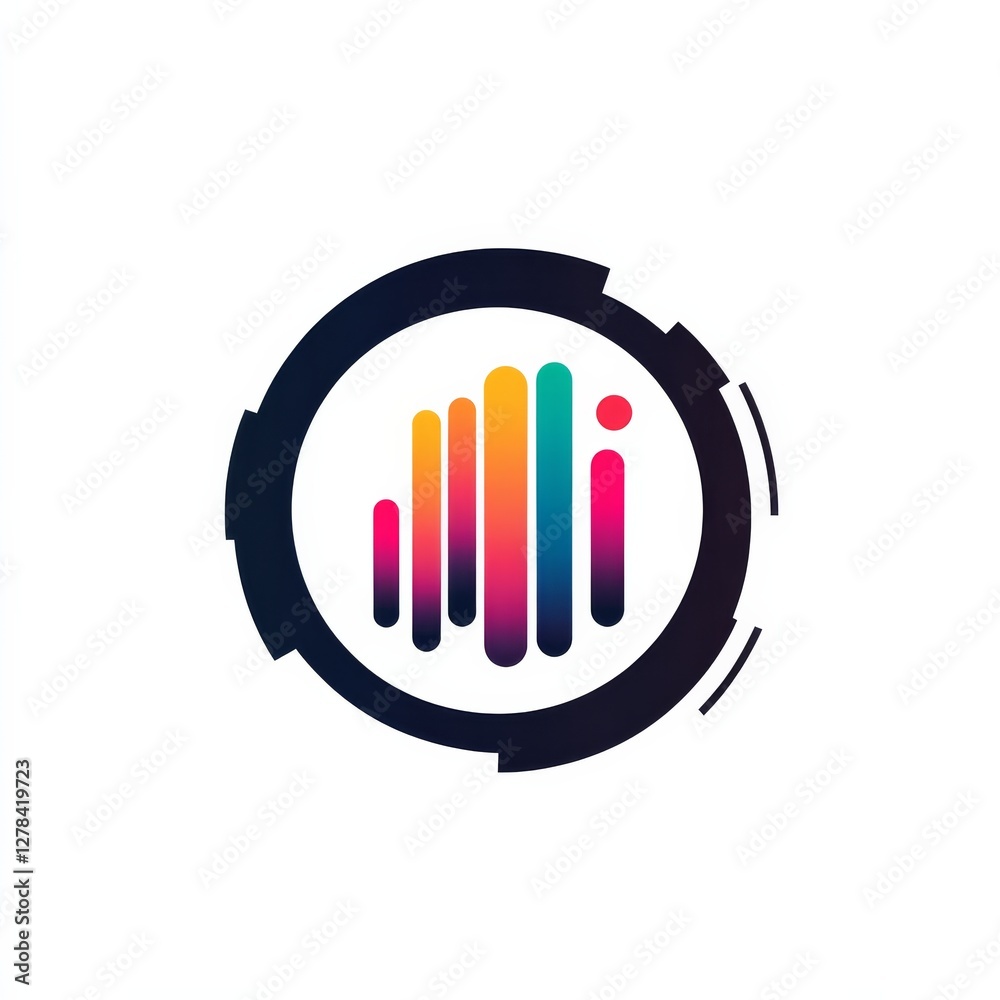 Fototapete Modern Data Analysis: Abstract Gradient Bars with Circular Frame for a Visual Representation