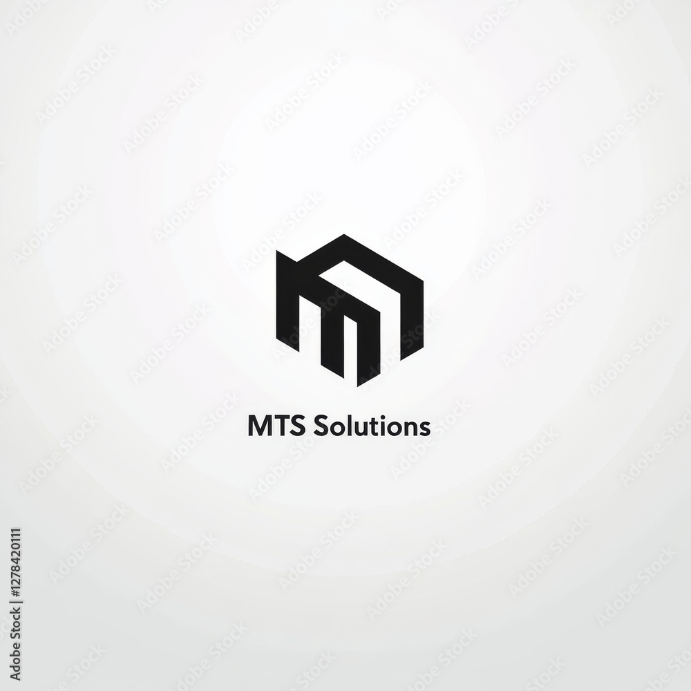 Poster mts solutions: a modern and minimalist logo design with geometric shapes for innovative technology o