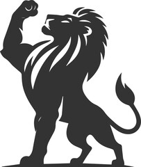 A lion lifting its paw in dominance