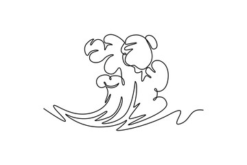 Natural Disaster concept. Single line draw design vector graphic illustration.