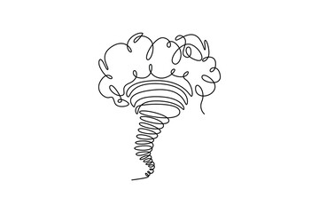 Natural Disaster concept. Single line draw design vector graphic illustration.