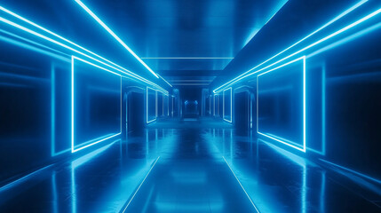 Obraz premium A futuristic blue background with glowing lights