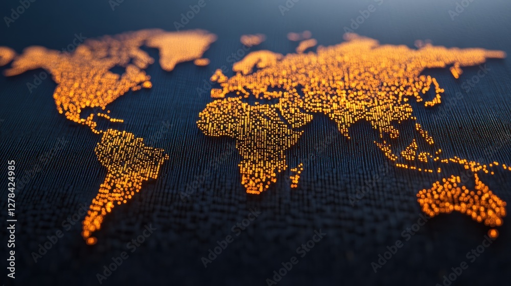 Poster Global Network Concept with Connected Dots and World Map Design