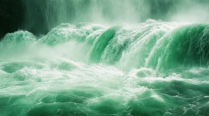 Fototapeta premium Powerful Green Water Waves Captured in a Dynamic Flow