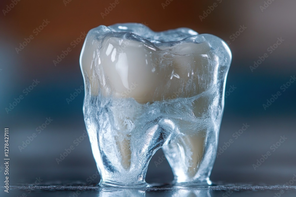 Poster close-up of a tooth covered in ice