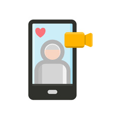 video call family flat icon illustration