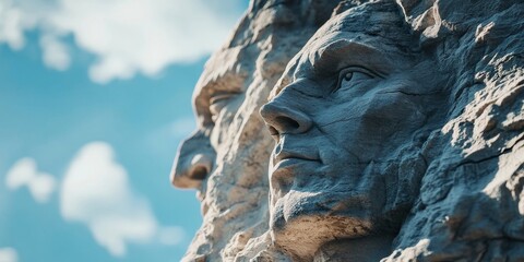 Fototapeta premium Mount rushmore national memorial showing american presidents sculpted on mountainside under cloudy sky