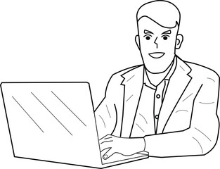 the illustration of man with suit working in office.