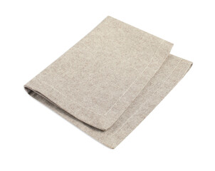One grey folded napkin isolated on white