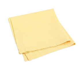 One light yellow napkin isolated on white