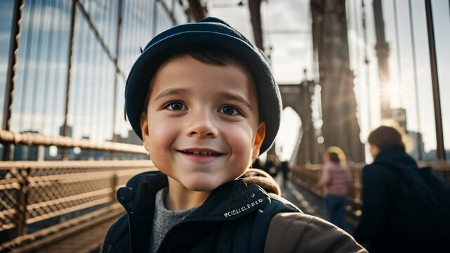 Kid on the Brooklyn Bridge.