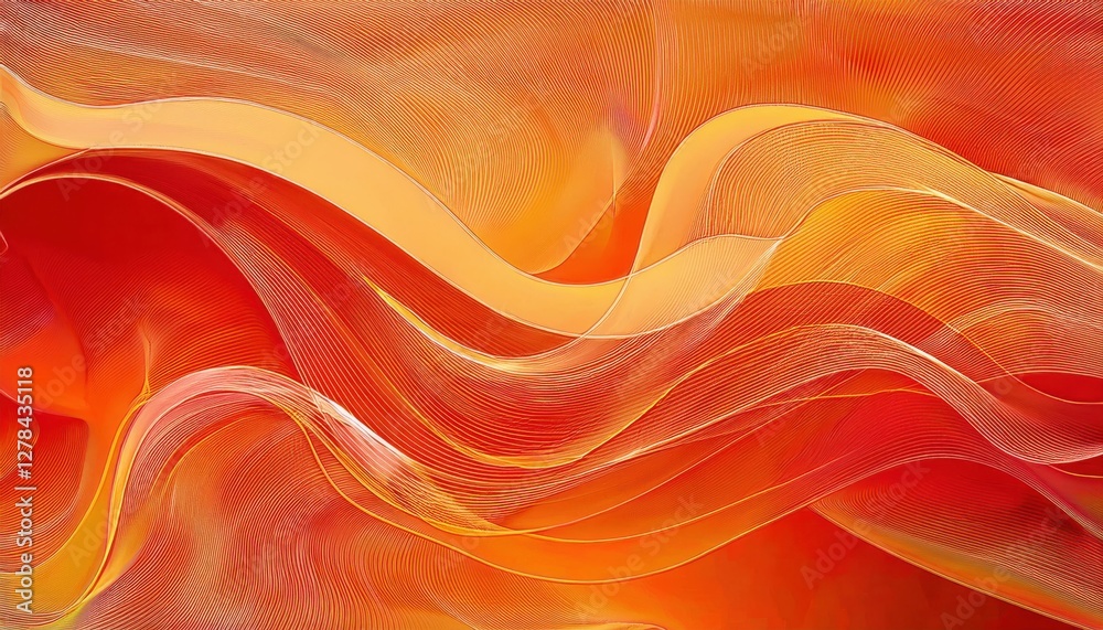 Poster abstract orange and yellow wavy lines with soft gradient background suitable for design, graphic, or