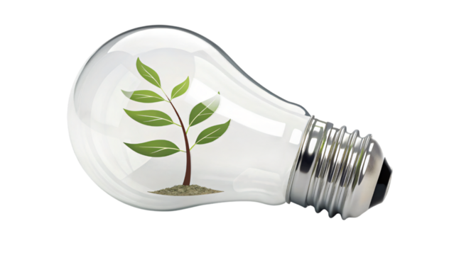 A lightbulb with a tree inside isolated on a white background representing energy and eco-friendly technology