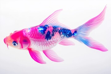 Fototapeta premium A vibrant pink and blue fish swimming in the water