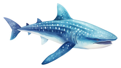 PNG Whale shark cute animal fish white background.