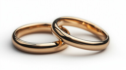 Sleek and polished gold wedding bands rest side by side, showcasing their smooth curves and reflective surfaces