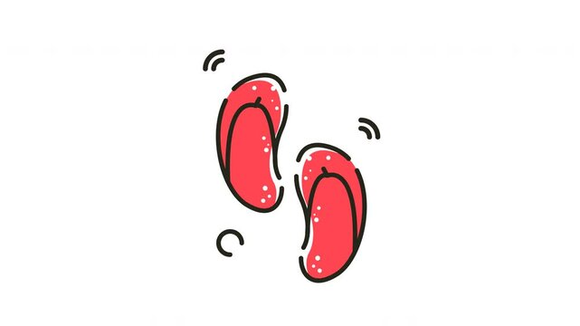 Pair of red flip flops.logo icon vector minimalist animation design