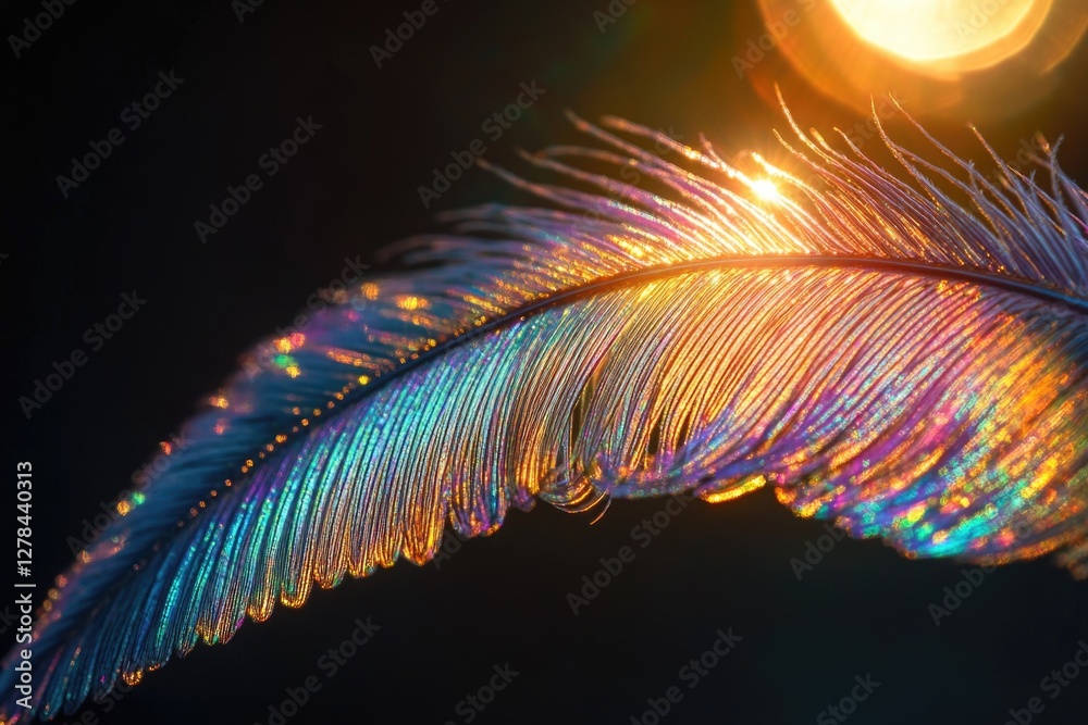 Poster A single feather on a dark and simple background, great for use in design or as a symbol