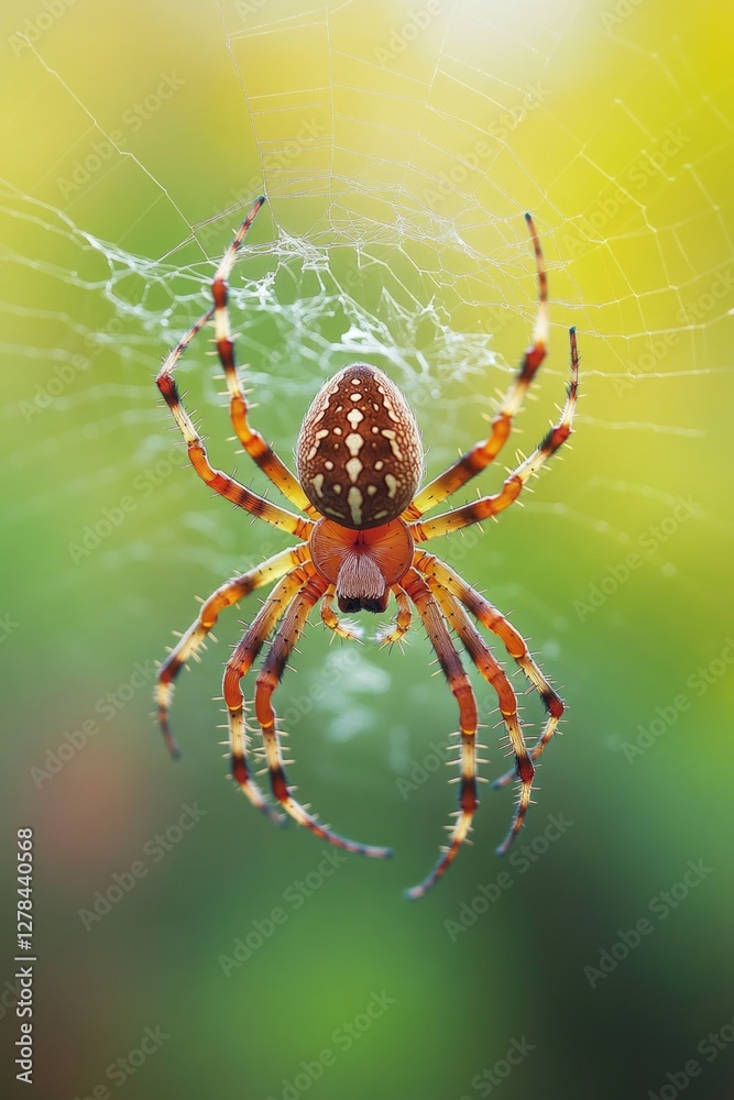 Poster a spider sits in the center of its intricate web