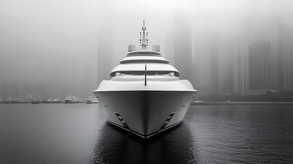 Fototapeta premium Misty Harbor Yacht Majestic Arrival