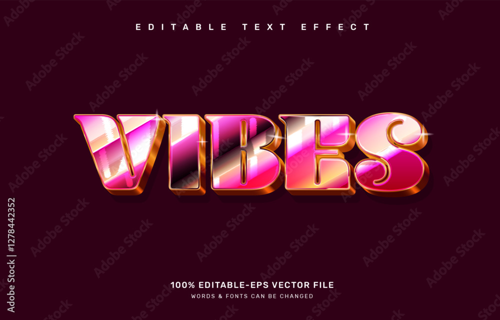 Fototapete groovy vibes editable text effect template