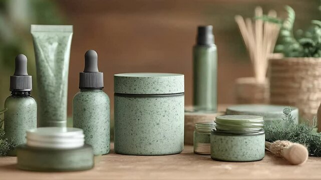 natural skincare products for face and body care, highlighting eco-conscious packaging and soothing, organic beauty formulations.