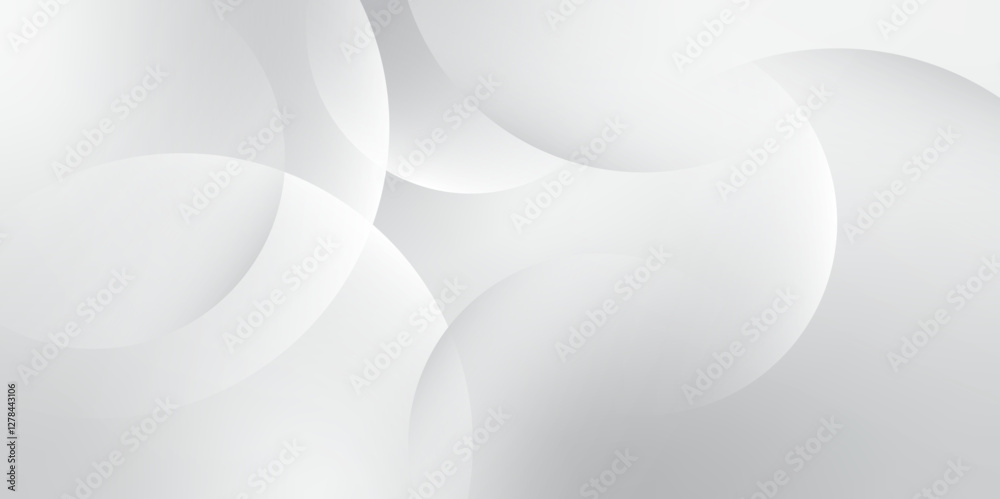 Aufkleber grey and White background with gradient circles. abstract digital future technology concept background. Modern shiny grey circle wave pattern. Futuristic banner, brochure, Wallpaper template vector.	