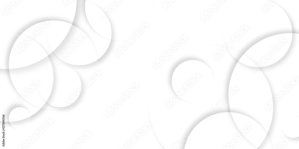 Poster Abstract background with circle white abstract geometric background with soft light white paper circles in design .Gray abstract. Modern design background for report and project presentation template.