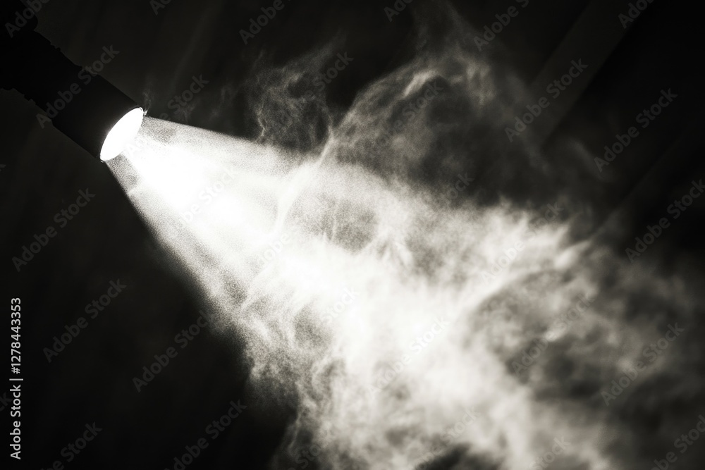 Poster a black and white photo of a light emerging from a pipe, perfect for use in industrial or technical 
