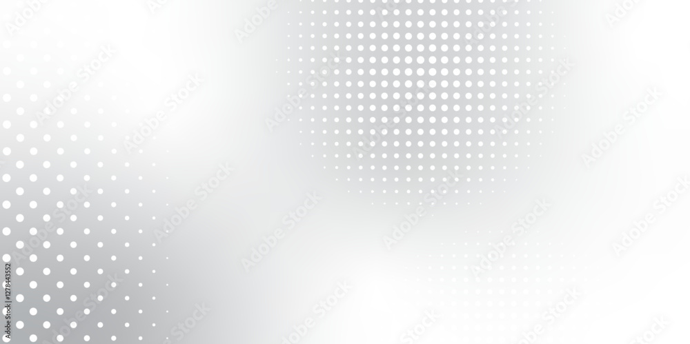Aufkleber Abstract Modern gradient white and grey background with halftone dots pattern design. Decorative web concept, banner, layout, poster. Vector illustration. New template for a brand book. 