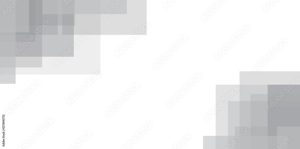 Aufkleber Abstract white and grey geometric overlapping square pattern, design of technology background Modern elegant white gray banner background with creative design and shiny lines layer element vector.	