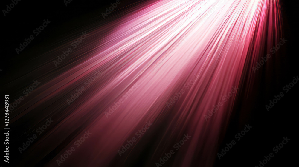 Poster pink light rays on black background for abstract design and creative projects