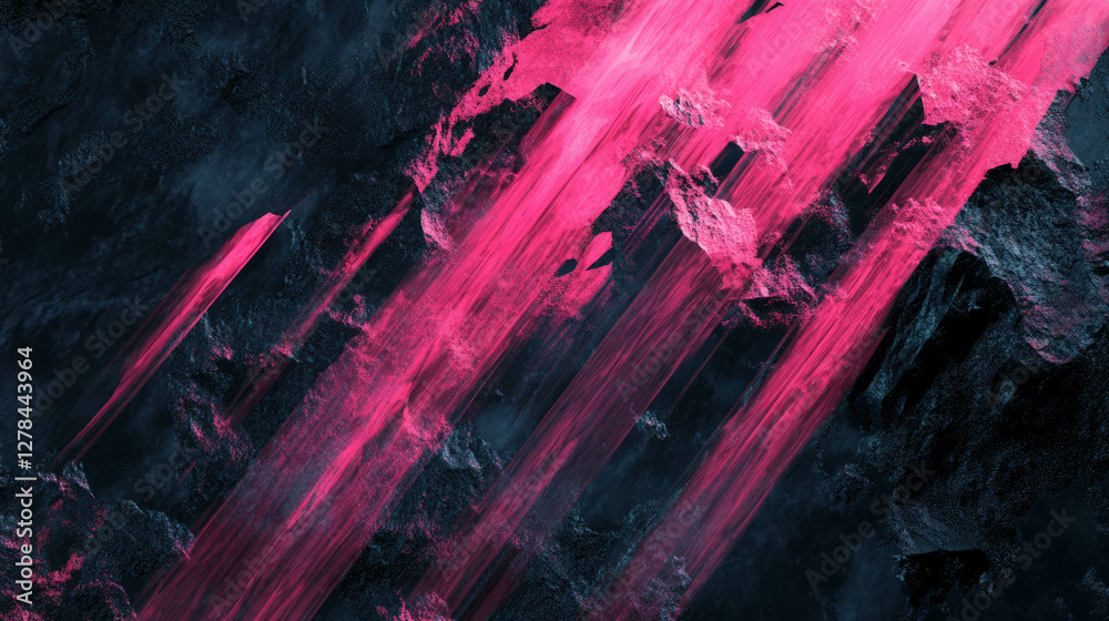 Poster abstract pink rays on dark background - dynamic energy and motion