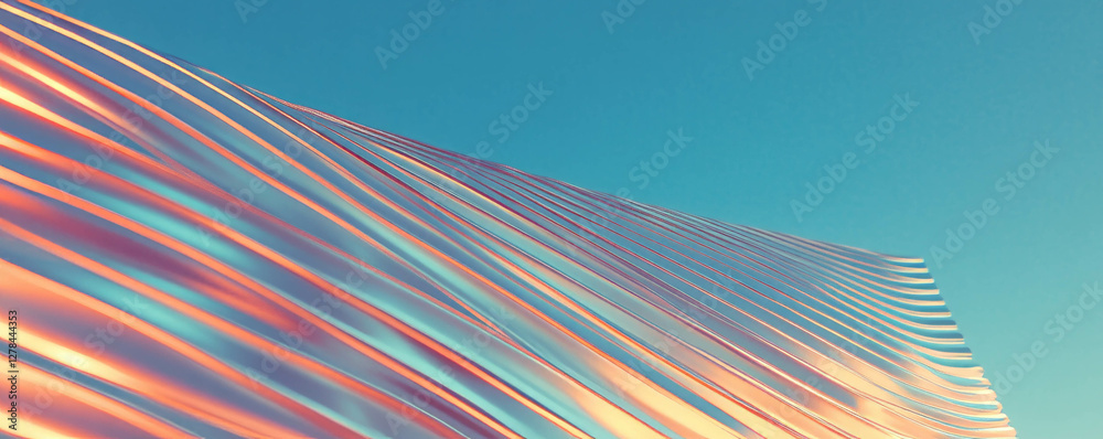 Poster abstract angled ribbed metal wall texture with dynamic light and shadow
