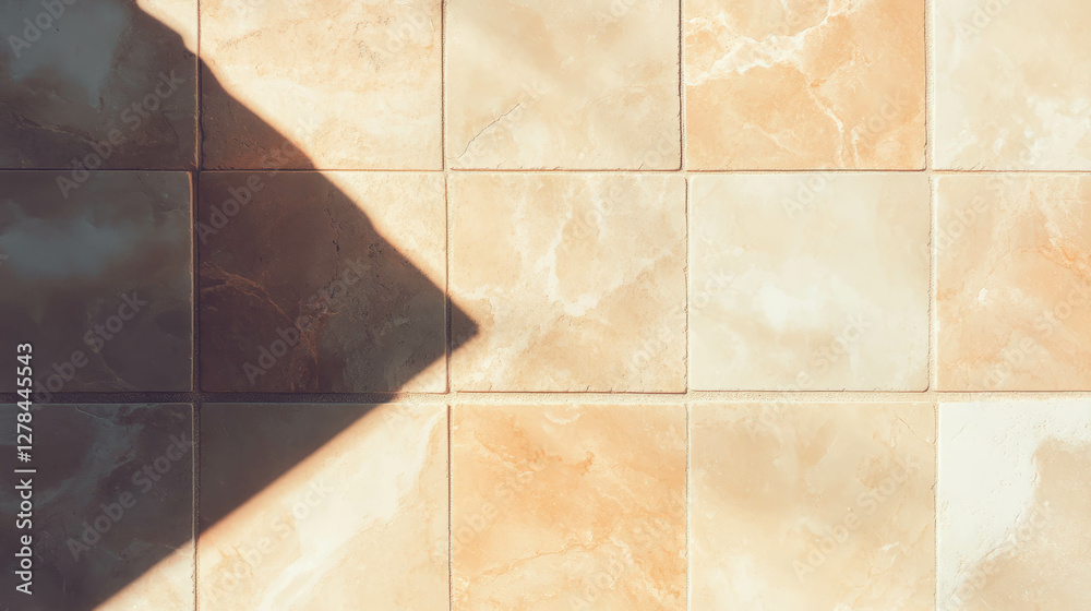 Poster beige tile texture with concrete detail for interior design or background use