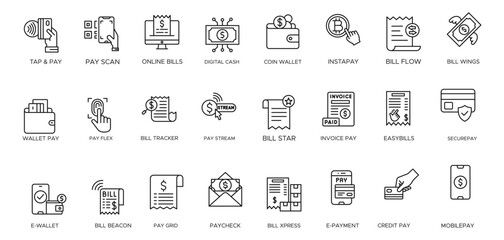 Teamwork and business line icons collection. Big UI icon set. Thin outline icons pack. Vector illustration