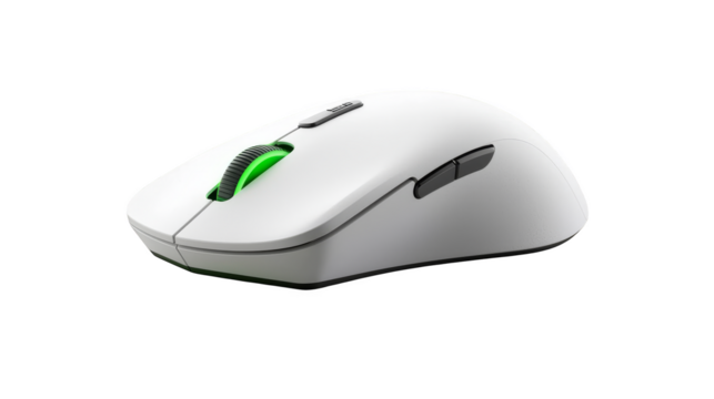 Illuminate your digital workspace, a sleek and ergonomic computer mouse with captivating green light