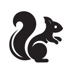 Obraz premium Elegance in Black Squirrel Silhouette Squirrel Icon
