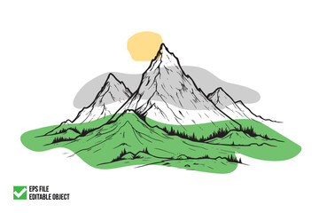 Mountain sketch art illustration design