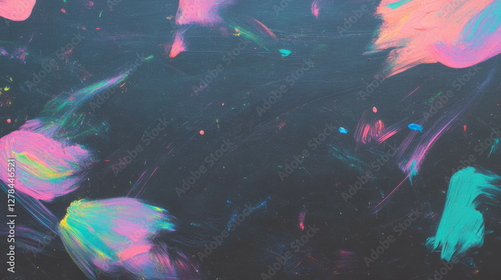 Poster abstract texture of black chalkboard with vibrant colorful chalk strokes