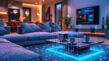 Smart home tech controls living room devices at night